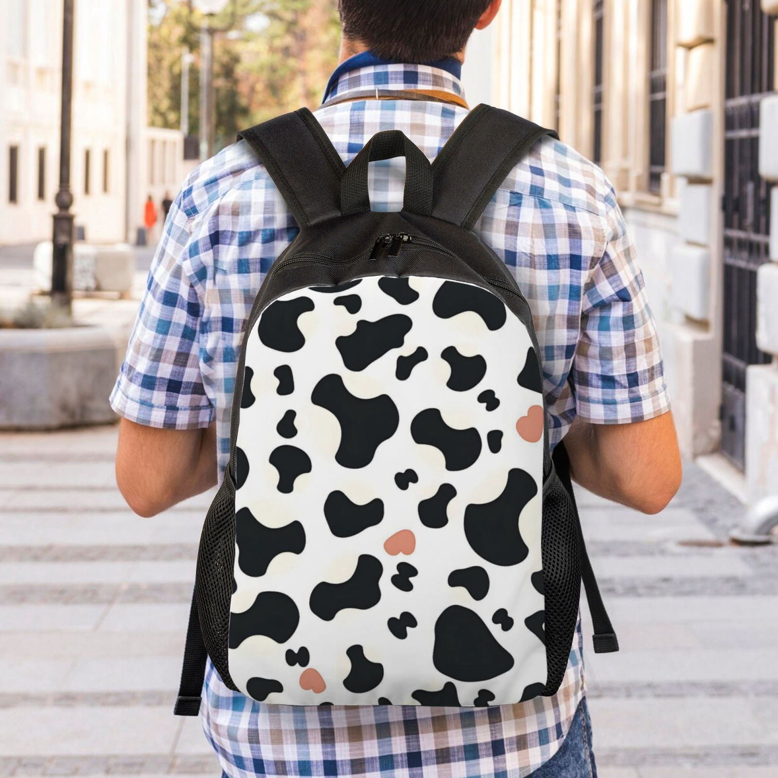 Single Side Full Backpack 16.1×11.8×4.5in Large Capacity Breathable Shoulder Belt Leisure Simple And Strong Bearing Capacity Simple Cow Print Pattern1_3