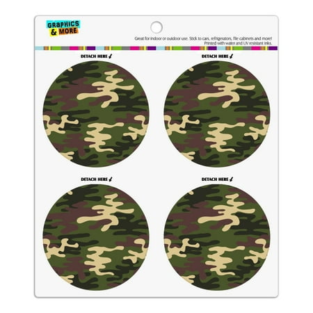 

Green Camouflage Refrigerator Fridge Locker Vinyl Circle Magnet Set