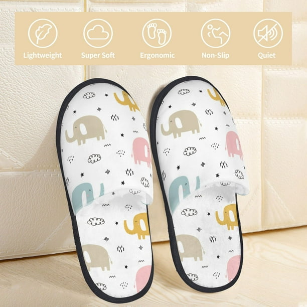 Fotbe Little Elephant Pantuflas Peludas para Mujer con Estampado