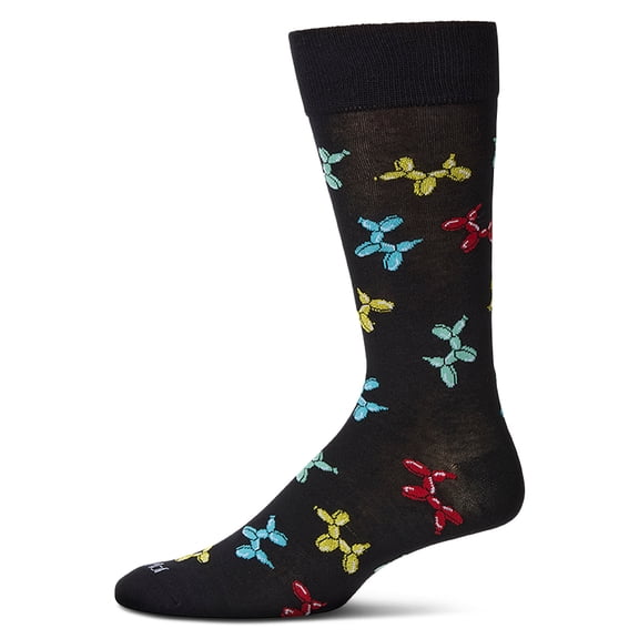 MeMoi Men's "Balloon Animals" Rayon Blend Novelty Crew Sock - Mens - Male, 10-13, Black