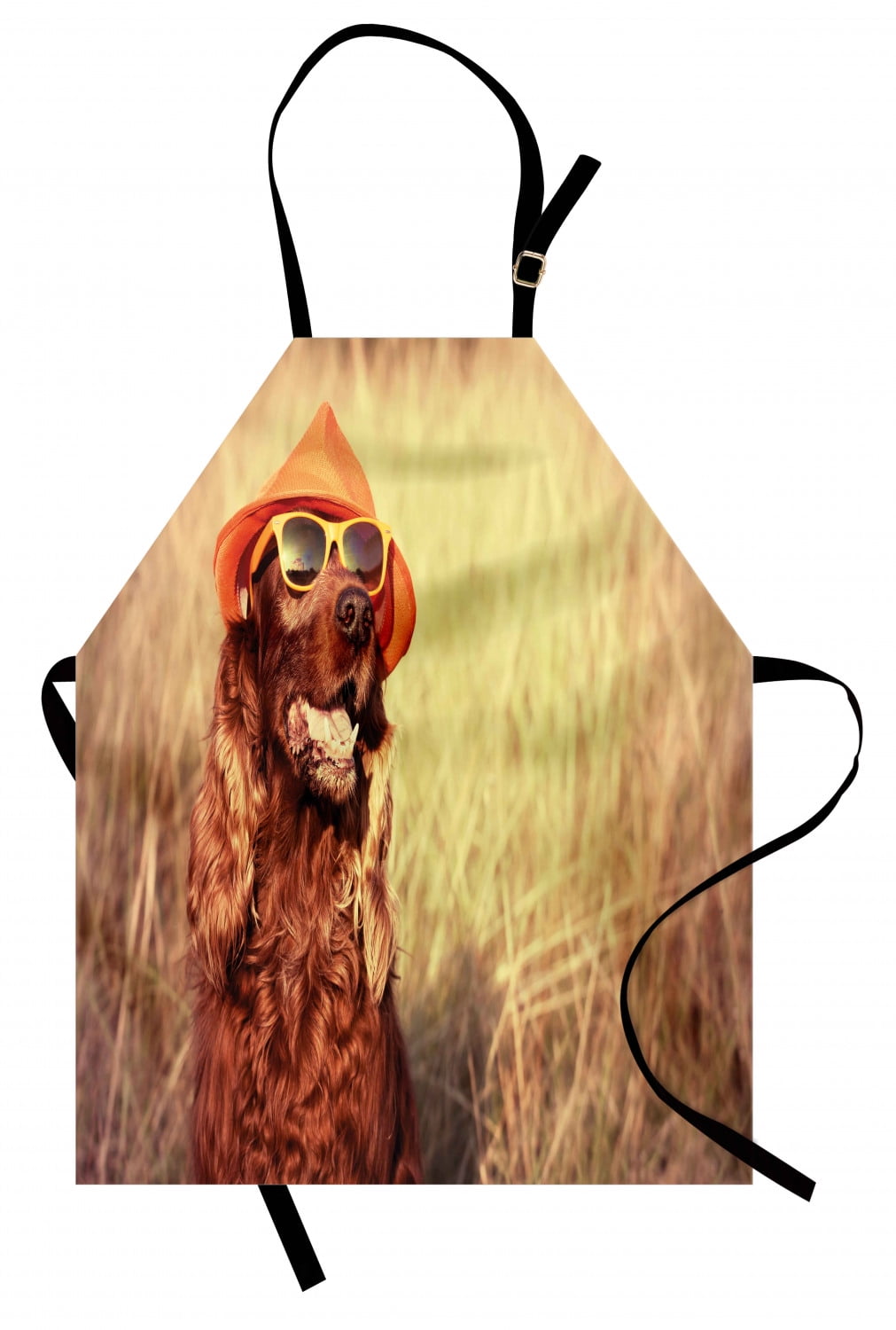 Animal Apron Funny Retro Irish Setter Dog Wearing Hat and Sunglasses