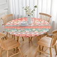 thumbnail image 3 of Fitted Round Tablecloth with a Lush Bohemian Floral Pattern, Elastic Edge Accommodates 52 54 56 Inch Circular Tables with Ease, 3 of 7