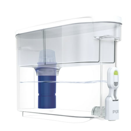 PUR 30-Cup Water Filter Dispenser System, W 15.3" x H 10.1" x L 5.3", White/Blue, DS1810ZA