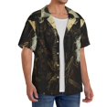 thumbnail image 2 of Rateoe Western Desert Skull Cowboy Pattern Men's Short Sleeve Classic Shirt, Casual Short-Sleeved Shirt, Lightweight Summer Shirt, Cuban Collar Shirt,Button-Front Shirt-Small, 2 of 5
