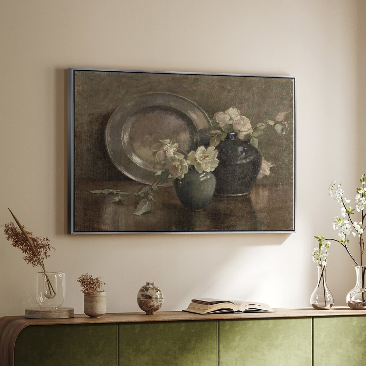 Vintage Botanical Print-XXXIV By Wexford Home Framed in Silver Wood Gallery Wrapped Canvas 17 in. x 25 in.