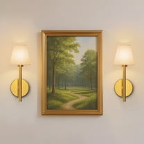 YANSUN 5 in 1-Light Copper LED Wall Sconces with White Lampshade, Wireless Wall Lights for Bedroom, Living Room, Hallway(2-pack)