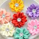 thumbnail image 3 of Xiao Hua 10 flores de cinta de satén para manualidades, flores de tela, margaritas con diamantes de imitación, cinta de satén para adornos, apliques, bricolaje, boda, beige, 3 of 5