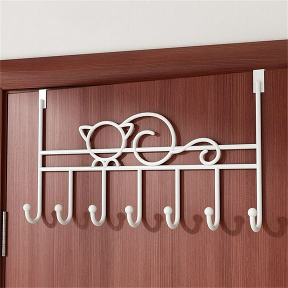 NOGIS Over The Door Hooks - Sturdy Metal Over Door Hanger Coat Rack with 7 Hooks for Bag, Coat, Towel, Hat, Robes, Scarves, Closet, Fits 1.77" Thick Door (White)