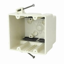 Allied Moulded 3016798 37 cu. in. Square PVC 2 Gang Electrical Box, Off White