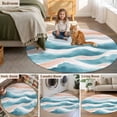 thumbnail image 6 of Round Area Rug 8ft,Summer Ocean Watercolor Wave Washable Carpet Non-Slip Runner Accent Rugs Indoor Floor Mat for Bedroom Living Room Decor,Abstract Gradient Stripe, 6 of 9