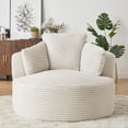 thumbnail image 2 of MAYEERTY Compressible Corduroy Round Lounge Sofa, Modern Couch with Spring Cushion for Apartment, 49*45*35"White, 2 of 8