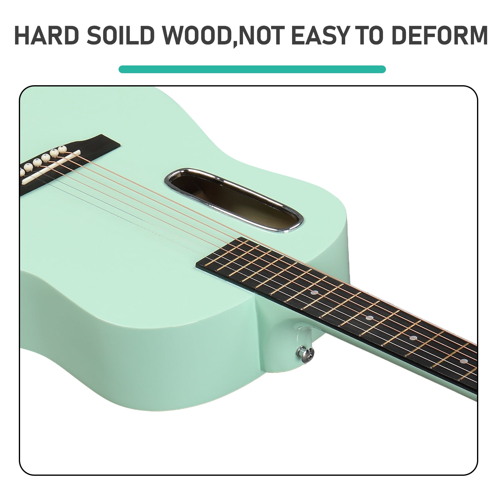 38-Inch Acoustic Guitar, H Body Shape, Basswood Top Back and Sides, 6 Steel Strings, 21 Frets, Beginner Starter Kit with Gig Bag, Strap, Picks, Spare Strings, Capo