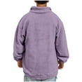 thumbnail image 4 of CaComMARK PI Mens Fleece Sherpa Sweatshirt 1/4 Zipper Casual Loose Solid Pullover Kangaroo Pocket Fall Winter Unisex Tops Purple 14(XXL), 4 of 7