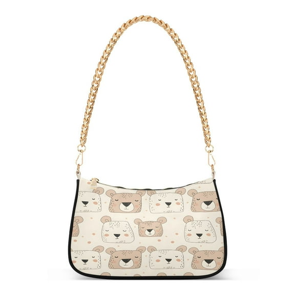 Ryvnso Face Of Bears Womens Chain Shoulder Bag Tote Handbags Clutch Hobo Purse with Zipper for Travel