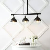 JONATHAN Y Caleb 33" 3-Light Industrial Farmhouse Iron/Glass Linear LED Pendant, Oil Rubbed Bronze/Clear