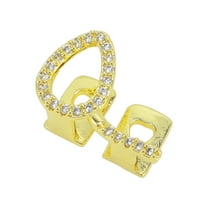 Unique Bargains 1 Pc Fake Grills Hip Hop Hollowout Rhinestone Heart Teeth Grillz Gold Tone
