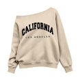 thumbnail image 3 of CUZIBR Toddler Girls Off Shoulder Sweatshirt Oversized Letter Graphic Pullover Long Sleeve Cute Fall Winter Clothes,Beige,3-4 Years, 3 of 3