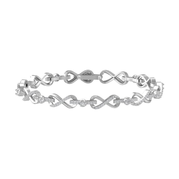 ARAIYA FINE JEWELRY 10K White Gold Lab Grown Diamond Infinity Bracelet (1 cttw, D-E Color, VS Clarity) 7"
