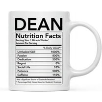 CTDream Funny 11oz. Ceramic Coffee Tea Mug Thank You Gift, Dean Nutritional Facts, 1-Pack