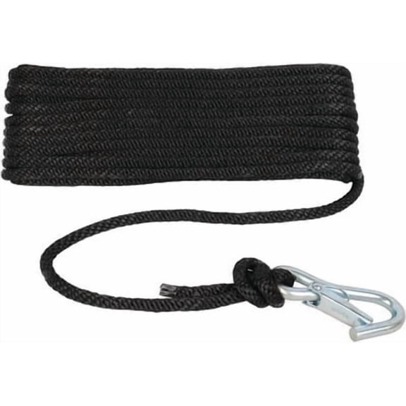 Attwood Marine 117427 0.37 in. x 50 ft. Solid Braid Multi-Filament Polypropylene Rope, Black