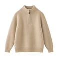 thumbnail image 5 of Qiyinn Boys' Fashion Solid Color Knitted Half Zipper Shoulder Insert Long Sleeve Sweater Half High Collar Top | Kids Boys Girls Casual Top Daily Wear School Comfortable Outfit, 5 of 8