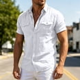 thumbnail image 4 of Guluxicc Men's Cotton Shirts with Pockets Button Down Short Sleeve Shirts for Everyday Wear Trendy Summer Casual Outfits, 4 of 8