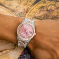 thumbnail image 2 of Pre-Owned Rolex Datejust 36MM 1601 Pink Mother of Pearl Roman Diamond Dial Diamond Bezel Two Tone Rose Gold Full Diamond Jubilee Bracelet, 2 of 9