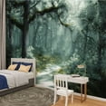 thumbnail image 2 of Peel and Stick Wallpaper Waterproof Mystical Woodland Dense Forest Trees Moss Sunlight Filtering Trees Wall Mural Decor Self Adhesive and Removable 100in x 144in, 2 of 8