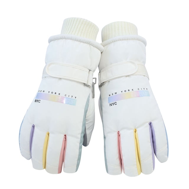 PMVFHDE Ski Gloves Womens Fashion Letter Warm Windproof Full Screen For Motorcycle