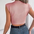 thumbnail image 3 of Women's Round C Neck Sleeveless Knitted Slim Fit Casual Open Navel Vest Oversized Tees for Women T Shirt Women Short Sleeve Women Fit T Shirts Womens T Shirts Multiple Pack Short Sleeve Shirts for, 3 of 7
