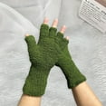 thumbnail image 5 of harmtty Winter Gloves Unisex Half-finger Thermal Gloves Soft Fleece Elastic Wrist Anti-slip Windproof Extended Wrist Ideal for Winter Weather Writing Typing 1 Army Green, 5 of 8