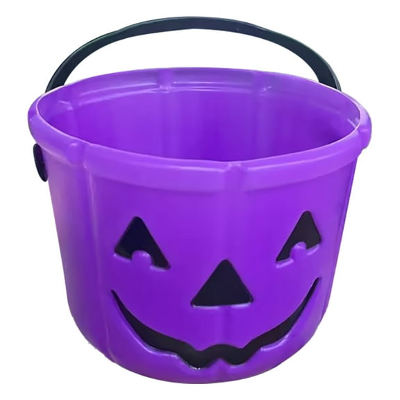 Halloween Decorations Indoor Outdoor - 1 Pumpkin Bucket - Halloween Pumpkin Bucket Plastic Jack O ' Candy Basket Trick Or Halloween Bucket Plastic Candy Pumpkin Bucket With Handle