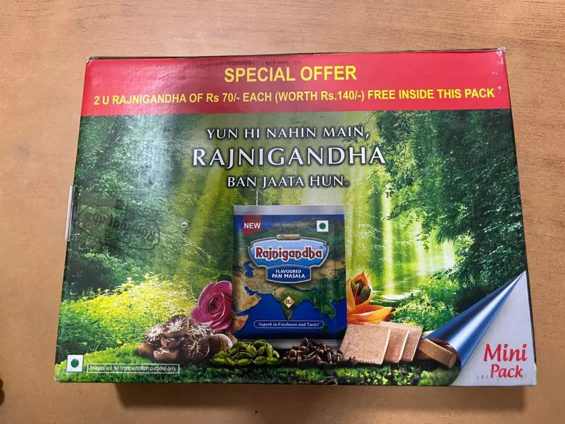 Rajnigandha Mini- Pan Masala | 104 Pouches with Box | 2.2 gm Each | Free  Postage