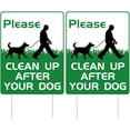 thumbnail image 1 of Paquete de 2 letreros para limpiar los excrementos de su perro, letreros para recoger los excrementos de su mascota, marcador para perros con estaca de metal que prohíbe que su perro defeque., 1 of 9