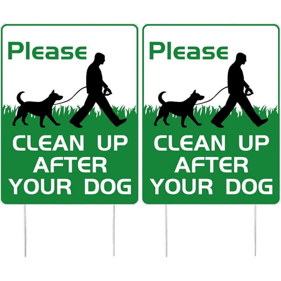 2 Pack Clean Up After Your Dog Signs Pick Up After Your Pet Signs No Pooping Dog Marker with Metal Stake