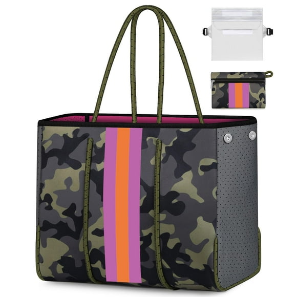 Bolso Tote de Neopreno IBFUN Grande Multiusos para Playa Verde