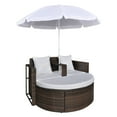 thumbnail image 2 of vidaXL Garden Bed with Parasol Brown Poly Rattan, 2 of 5