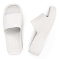 thumbnail image 5 of Spencer Women Platform Sandals Soft Padded Platform Wedges Slide Sandals Comfy Square Open Toe Summer Slides Trendy Slippers, White, 5 of 9