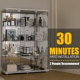 thumbnail image 5 of Hoccot 4-Shelf Living room Glass Display Cabinet with Mirrored Back, Solid Wood Wine Cabinet - White, 5 of 10