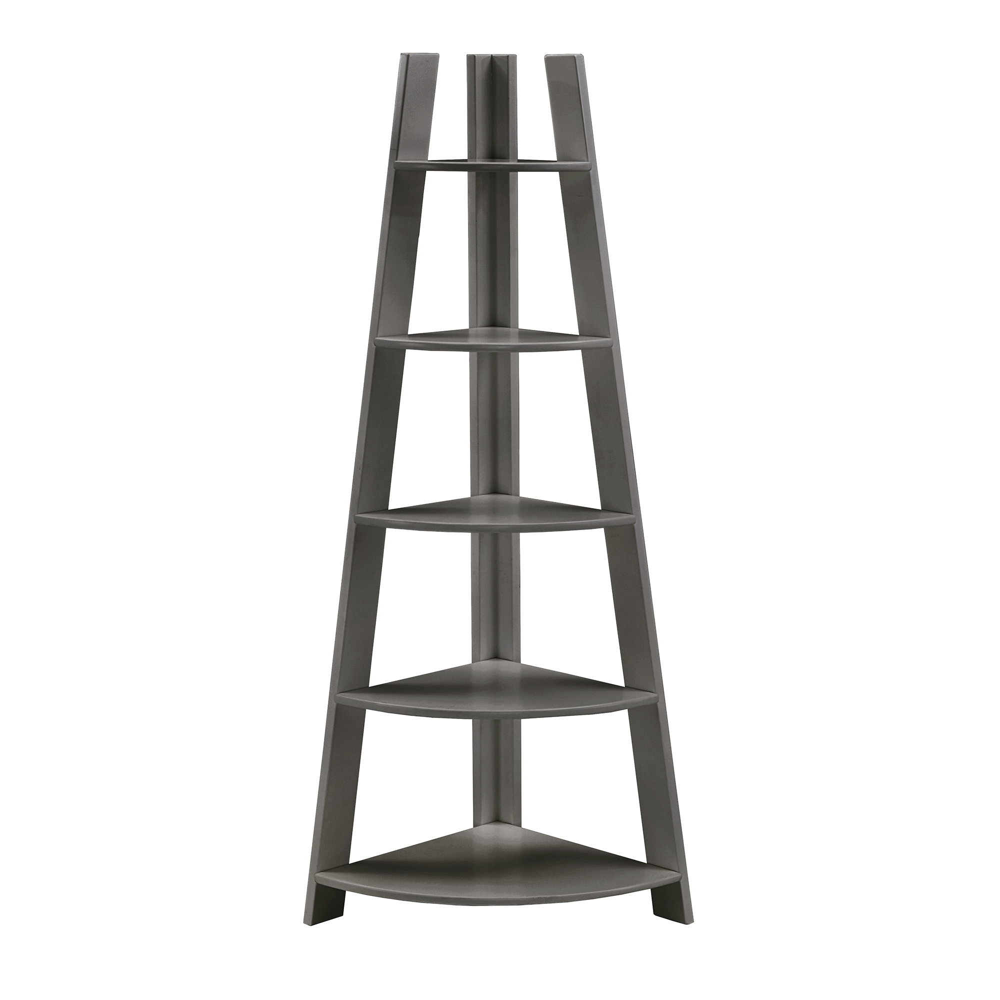 Weston Home Solvig Corner Ladder 5 Shelf Bookcase, Gray