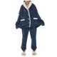 thumbnail image 2 of Gibobby Conjunto de pijama para hombre y mujer invierno, blusa y pantalones de manga larga con botones, cárdigan de traje de pijama de franela para otoño e invierno(Marina,XL), 2 of 5