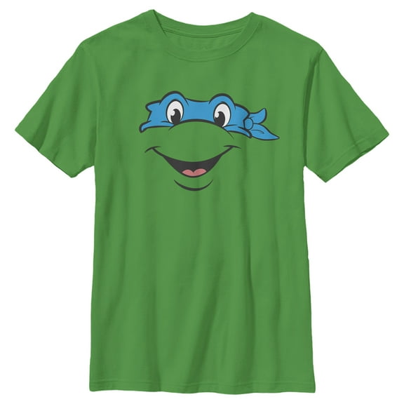 Boy's Teenage Mutant Ninja Turtles Leonardo Face Graphic Tee Kelly Green X Small