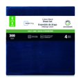thumbnail image 3 of Mainstays 4-Piece 300 Thread Count Blue- CVC Cotton Blend Bed Sheet Set, Queen (Adult), 3 of 7