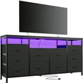 thumbnail image 2 of Dresser with Power Outlets and LED Lights, 10 Drawers Dresser with Open Shelves, Fabric Chest of Drawers, TV Stand Entertainment Center for up to 75 inch TV, 2 of 9
