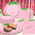 thumbnail image 2 of Dydamud Strawberry Party Tableware Set, Pink AFN1Strawberry Plates Napkins, Summer Fruit Party Decoration for Kids, Baby Shower Strawberry First Birthday Party Supplies, 2 of 3