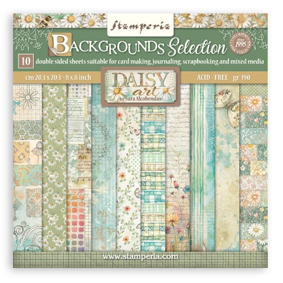 Stamperia Backgrounds Double-Sided Paper Pad 8"X8" 10/Pkg-Daisy Art