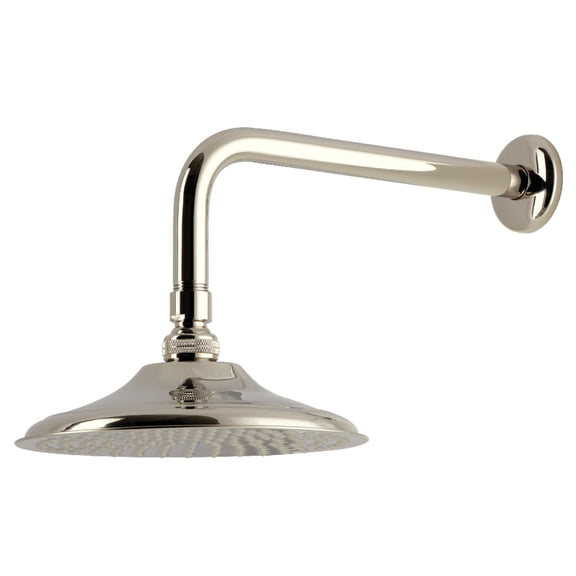 Kingston Brass K136A6CK Victorian 7-3/4" Round Raindrop Brass Shower Head with 12" Shower Arm, Polished Nickel