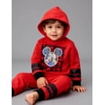 thumbnail image 4 of Disney Mickey Mouse Toddler Boys’ Outfit Set - Two Piece Red Hoodie Sweatshirt with Holographic Patch & Stripe Jogger Pants (Red, 3T), 4 of 5
