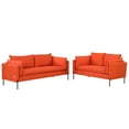 thumbnail image 2 of 2 Pieces Sectional Sofa Set,Upholstered Loveseat and 3 Seat Couch, Linen Fabric Accent Couch with Bolster Pillows and USB Ports, Modern Sofa Furniture for Home, Office, Apartment, Orange(2+3 seat), 2 of 7