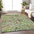 thumbnail image 6 of HomeRoots 666956 10 x 14 ft. Fern Green Blue & Pink Paisley Washable Machine Made Rectangle Area Rug with UV Protection, 6 of 9
